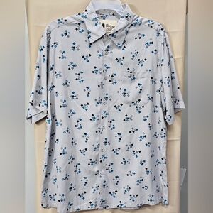 Vintage Silk Circa 1969 Men's XXL Short Sleeve 100% Silk Geometric Button Shirt